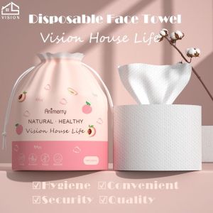 Vision ผ้าขนหนูหนาแบบใช้แล้วทิ้งผ้าขนหนูคอตตอนแท้สกัดแบบนิ่มผ้าขนหนูเช็ดหน้าแห้งเปียกผ้าขนหนูเช็ดหน้าหนาผ้าเช็ดเครื่องสําอางทิชชู่ล้างหน้า