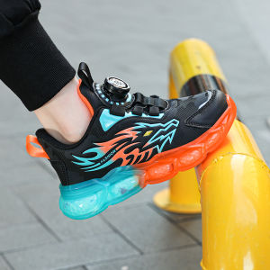 Popular Boys Sports Shoes New Childrens Leather Waterproof Anti slip Durable Rotating Button Middle and Big Boys Casual Fashion Shoes