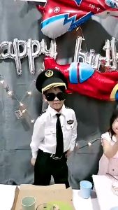 Baju Seragam Juruterbang Lelaki Budak Kids Play Costume Halloween Pretend Fun Real Feel Kapten Outfit AOR
