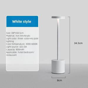 【LED Table Lamp】Bedroom Decor Metal Desk Light USB Rechargeable Touch Control Bedside Lighting