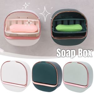 Wall-mounted Bathroom Luxury Soap Box Drawer Soap Dish ﻿Soap Holder Drain Household Laundry Soap Rack