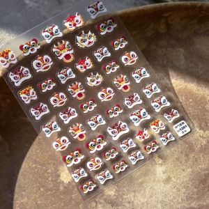 DEER Cute Awake Lion Nail Art Sticker Lion Head Traditional Nail Art Decals DIY Self Adhesive Nail Art Ornament Chinese New Year