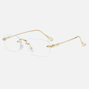 Anti cahaya biru kaca besi tanpa bingkai untuk laki-laki dan perempuan fashion artistic flat mirror glasses wanita