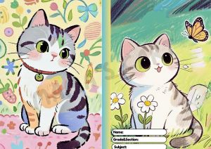 Cute Cats A5 School Notebook for Kids Boys | Waterproof Laminated Cover | 70 GSM Quality Thick Paper |