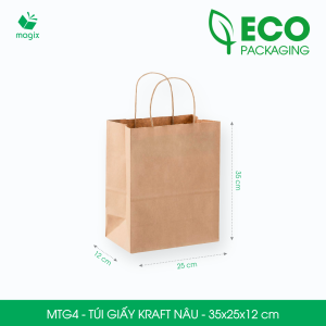 MTG4 MTG4T - 35x25x12cm - Combo 50 túi giấy Kraft Nhật cao cấp
