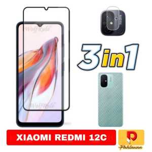 PROMO PAKET 3 INC 1 Tempered Glass XIAOMI REDMI 12 2023 / REDMI 12C / REDMI 10C 2022 Anti Gores Kaca Screen Protector