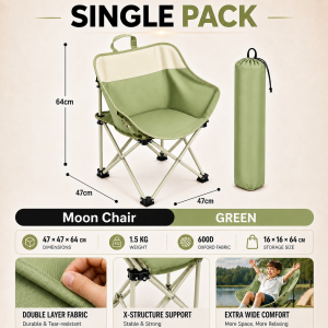 【Buy 1 Take 1】Camping Chair Folding Outdoor Indoor Fishing Beach Portable Lightweight Leisure Foldable Moon Chairs