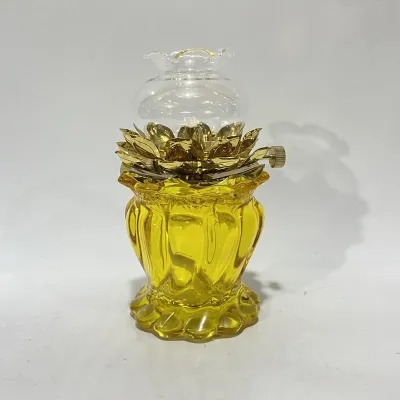 Ảnh Thật Đèn Dầu Thờ Cúng Hoa Sen 033 Cao 15 Cm
