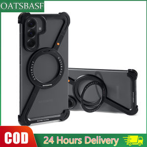 Oatsbasf Metal Borderless Magnetic Phone Case with 360° Stand for Samsung Galaxy A56/Galaxy S25 Edge