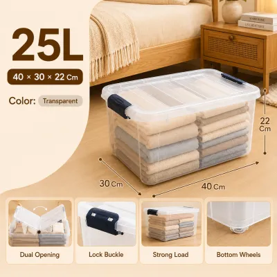 JOVNO Transparent Durabox Storage Box with Lid Stackable Organizer for Clothes Blankets Toys and Home Essentials
