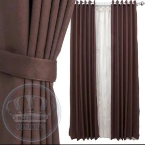 gorden jendela polos import bahan blackout premium tebal jatuh warna abu abu krem hijau biru coklat hitam model smokring minimalis ukuran murah 135x220