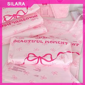 SILARA 10Pcs Pink Plastic Courier Bags Bow Knot Printed Express Envelope Clothing Packing Shipping Envelopes Self Adhesive Mailing Bag