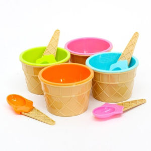 1PC Ice Cream Bowl And Spoon Cartoon Candy Colorful Ice Cream Bowl