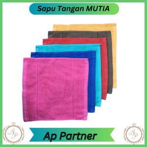 Grosir 6 Pcs Sapu Tangan MUTIA Katun Lembut 30 x 30 Cm | Handuk Muka Kecil | Selampek Tangan Handuk
