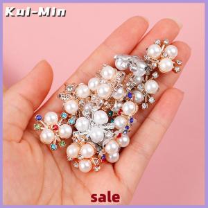 Kui-Min 10PCS Flower Rhinestone Buttons Sparkling Hairpins DIY Crafts