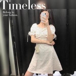 LH.Sunday ชุดเดรสแขนสั้นลายดอกไม่สีแดง มาแรงที่สุดในปีนี้ ผ้านิ่มใส่สบาย สายหวานต้องโดน