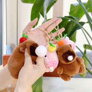 Hmeme Cute Cartoon Capybara Plush Keychain Creative Fashion Fluffty Toy Kawaii Doll Car Keyring Backpack Decoration Accessories Gifts