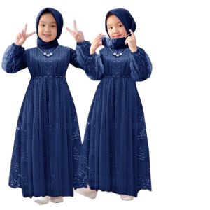Gamis wawa kids 3-11 tahun - gamis brokat anak perempuan - gamis pesta tilemutiara modern - maxi brokat anak perempuan