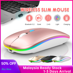 2.4G Wireless Mouse Bluetooth 5.2 Mouse Dual-mode Rechargeable Mouse Silent Notebook Gaming MouseSilent Buttonswith Mini Receiverwith Light for Computer/ Laptop/ Pc/ Smartphone