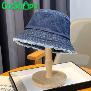 Topi Bucket Hat Jeans Denim Rawis Pria Wanita Viral Import Korea Style Terbaru Topi Pantai Kekinian CP11