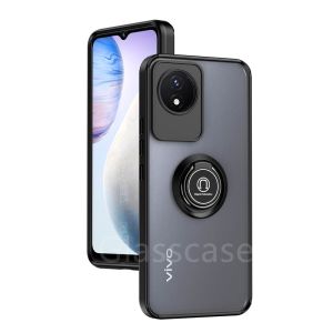 For Vivo Y02 Y02A Y02T Y36 Y27 Y27s Y78 4G 5G VivoY02 Y 02 Matte Ring Phone Case Shockproof Holder Casing Bracket Protection Hard Back Cover