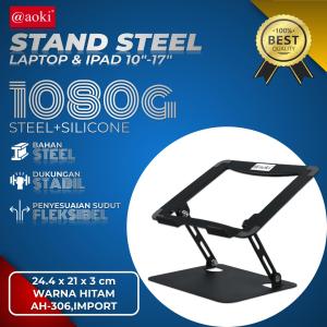 AOKI Laptop Stand dengan 360° Rotasi Base Penstabil Komputer Ergonomis untuk Meja Ketinggian dan Sudut Dapat Disesuaikan Gantungan Laptop Lipat Penyangga Logam Stabil Mendukung Notebook PC 10-15.6"