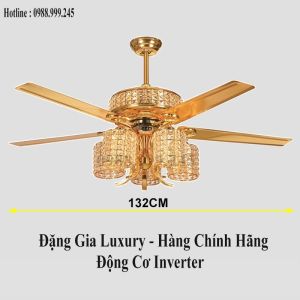 Quạt trần 5 cánh thépquạt trần đèn hiện đại mạ vàng 24k trang trí dành cho phòng khách có điều khiển từ xa tiện lợi