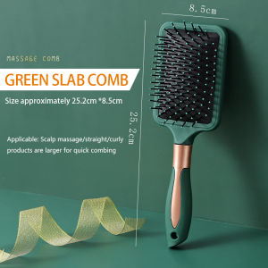 Massage Comb Dark Green Anti Static Air Cushion Round Hair Brush Smooth Curly Inside Buckle Straight Hair Comb Home Barber Wet Dry Large Air Cushion Comb