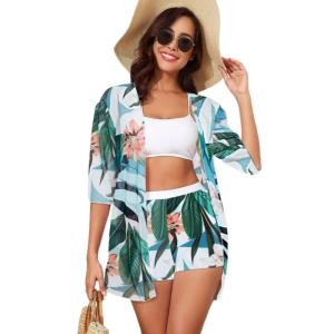 Flower Print Bathing Suit for Women High Waist Swimwear 3 Pcs Split Swimsuit Swimming Costume Set Beachwear