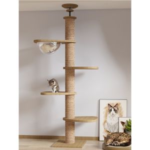 Pohon Kucing Kayu Alami Bertingkat Arena Panjat dan Istirahat yang Aman dan Sehat untuk Kucing