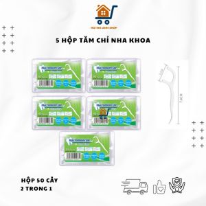 Combo 5 Hộp Tăm Chỉ Nha Khoa Sợi Mảnh 50 Cây/Hộp Xanh Lá Xanh Dương Vệ Sinh Răng Miệng Hiệu Quả