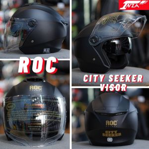 หมวกกันน็อค เปิดหน้า ROC City Seeker ชิลด์นอกใส มีเเว่นกันแดดดำด้านใน Open Face