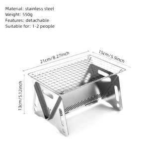 Portable Folding Multifunction Camping BBQ Grill Rack Net Firewood stainless steel stove
