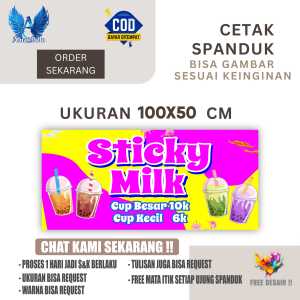 Cetak Spanduk Cetak Banner Sticky Milk Desain Merah Muda Costom Desain