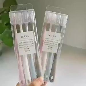 Bàn Chải Đánh Răng Macaron 4 Chiếc 4 Màu Gói Than Tre Mịn Lông Mềm Hộ Gia Đình Đầu Lớn Du Lịch Răng