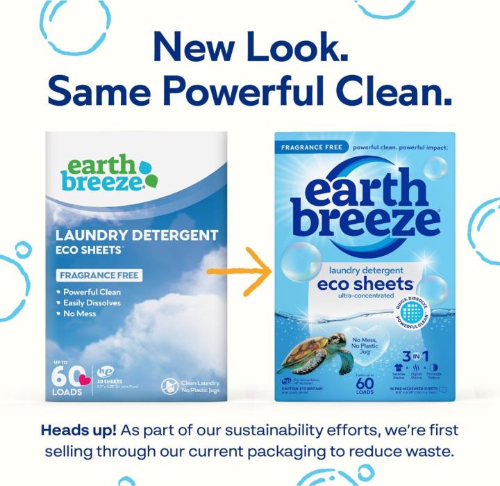 Earth Breeze Laundry Detergent Eco Sheets (30) แผ่นซักผ้า 30 แผ่น ...