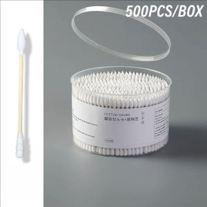 500Pcs Double-end Cotton Swab Ear Picks Household Wooden Swabs Makeup Remover Beauty Tool