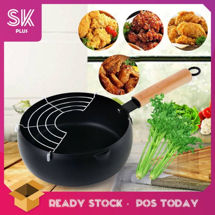 Justcook 20cm JSHS-YZG0320-1 Double Handle Tempura Karaga Fryer Pot Frying Pan