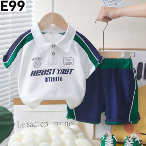 Terno for Kids Boy Classic white blue & green design polo outfit 1-5yrs old E99