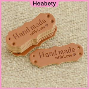 Heabety 50Pcs PU Leather Tags Handmade With Love Labels Sewing Craft DIY Knittin Tags