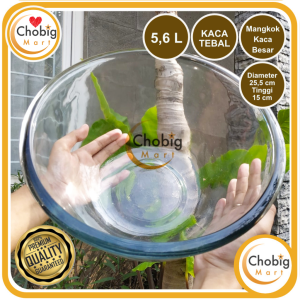 CHOBIG Mangkuk Kaca 5000ml Bening Mangkok Sayur Salad XL Jumbo 5L KIG BIB