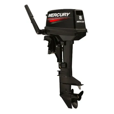 Mercury 8ML 8HP 2 Stroke Petrol Engine Outboard c/w Qiuksilver Fuel Tank (Made In Japan) (Long Shaft)