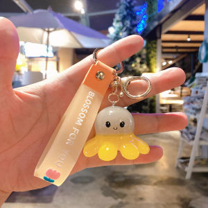 Gantungan Kunci Desain Kartun Lucu 3D Ganci Octopus Keychain Gurita Shake and Glow