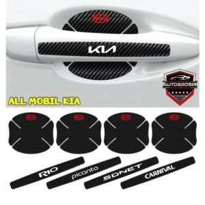 Sticker Stiker outer Kia Rio Picanto Sonet Carnival Seltos Carens Stiker Crbon Anti Gores Outer Mobil Premium 8pcs