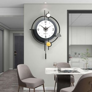 【FT】 Large Decorative Hanging Wall Clocks Wrought Iron Silent Non Ticking Wall Quartz Clock for Living Room Office Cafe Hotel