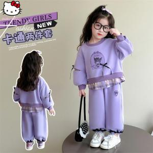 Christmas gifts Halloween Kawaii Cartoon Sanrio Spring Autumn Girls Sweatshirt New Kuromi Anime Childrens Long Sleeved Sweet Fashion Pullover Sweatpants