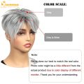 QUEENTAS Short Hair Topper for Women with Thinning Hair Daily Wear 360 ° 3D Cover Up 6.5"*6" Fluffy Hair Pieces with Bangs(Grey to Silver). 