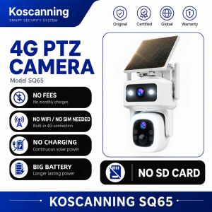 Koscanning SQ65 4G Solar CCTV Camera 2K 360° Dual Lens Outdoor No WiFi No Power Needed Lifetime Free 4G Network Built-in SIM