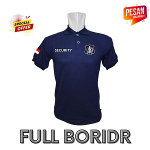 KAOS KERAH SECURITY LOGO PUTIH BORDIR LENGAN PENDEK BANYAK PILIHAN WARNA BKS