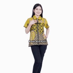 Batik Wanita Modern Couple Warna Kuning Kombinasi Hitam by Batik Dua Putri - Melody